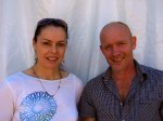 Kate Leeming and Eric Phillips outside the marquee