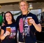 Lisa and Simon enjoying a cold beer in the Brewery